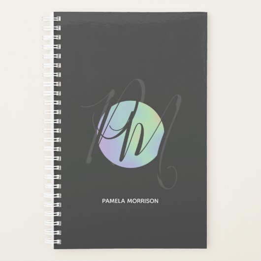 Moderne holografische cirkelmonogram - Planner (Voorkant)