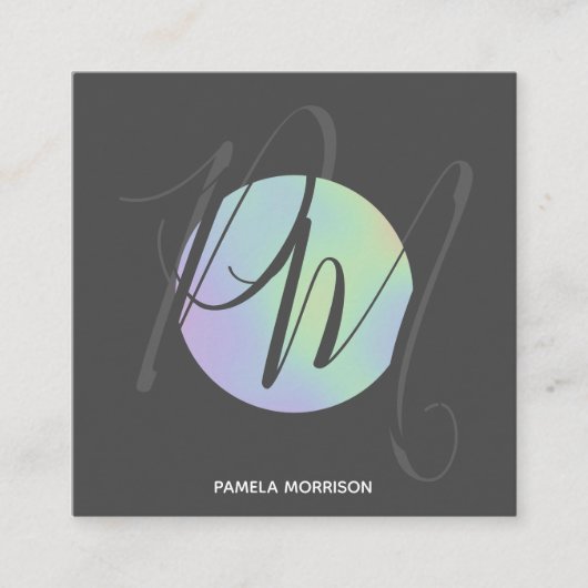 Moderne holografische cirkelmonogram - Visitekaart Vierkante Visitekaartje (Voorkant)
