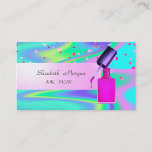Moderne holografische,confetti,nagellak visitekaartje