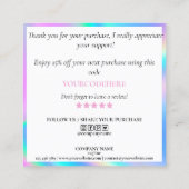 moderne holografische dank voor uw zakelijke squ vierkante visitekaartje (Achterkant)