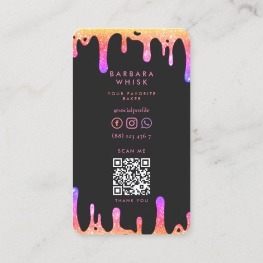 Moderne Holografische Drip Whisk Bakker Cake Decor Visitekaartje (Achterkant)