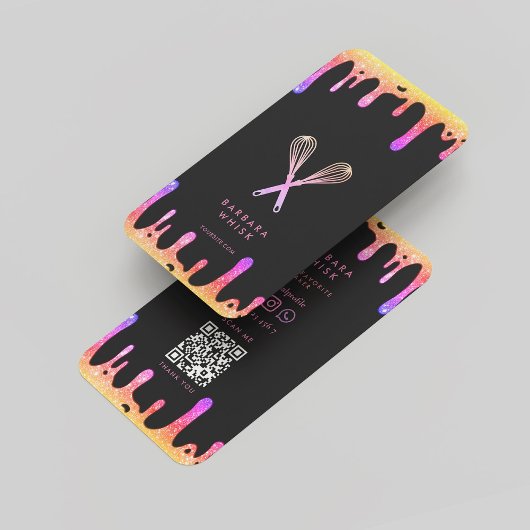Moderne Holografische Drip Whisk Bakker Cake Decor Visitekaartje