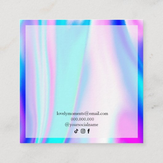 Moderne Holografische Eenhoorn Armbanden Vierkante Visitekaartje (Achterkant)