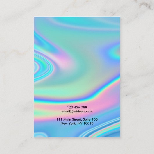 Moderne holografische eenhoornscript oorscherm visitekaartje (Achterkant)