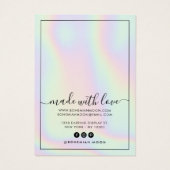 Moderne holografische eenhoornscript oorscherm visitekaartje (Achterkant)