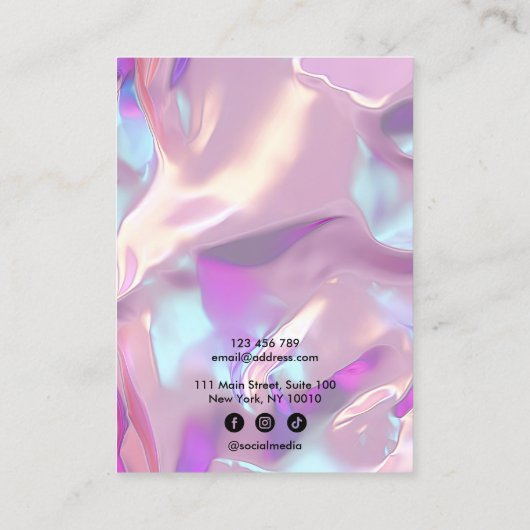 Moderne holografische eenhoornscript oorscherm visitekaartje (Achterkant)