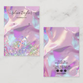 Moderne holografische eenhoornscript oorscherm visitekaartje (Voorkant / Achterkant)