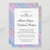 Moderne Holografische Eenvoudige Huwelijksuitnodig Kaart (Voorkant / Achterkant)