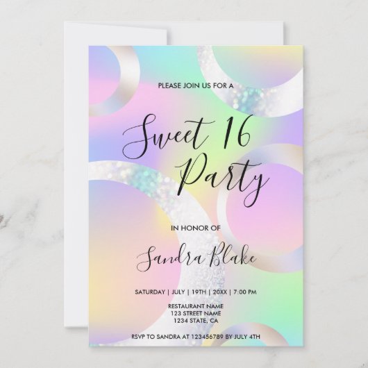 Moderne Holografische Folie Eenhoorn Kleur Hologra Kaart (Voorkant)