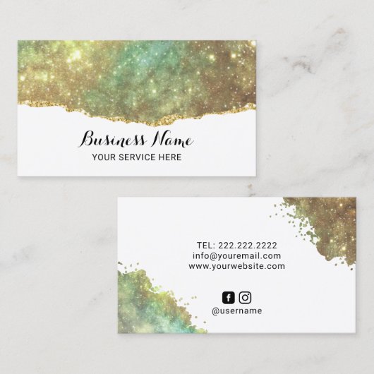 Moderne holografische glitter Glam Gold Salon & Sp Visitekaartje (Voorkant / Achterkant)
