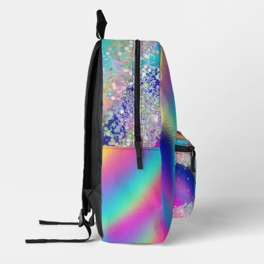 Moderne Holografische Glitter Kleurrijke Rainbow T Bedrukte Rugzak (Links)