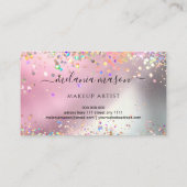 Moderne Holografische Glitter Make-up Artiest Roze Visitekaartje (Achterkant)