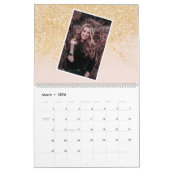Moderne holografische glitter marmer 13 foto grid kalender (Mar 2026)