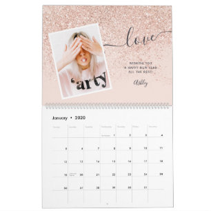 Moderne holografische glitter marmer 13 foto grid kalender