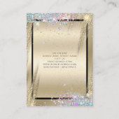 Moderne holografische Glitter Metallic Gold Beauty Visitekaartje (Achterkant)