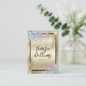 Moderne holografische Glitter Metallic Gold Beauty Visitekaartje (Staand voorkant)
