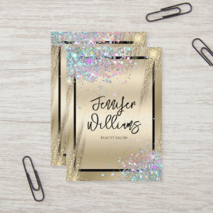 Moderne holografische Glitter Metallic Gold Beauty Visitekaartje