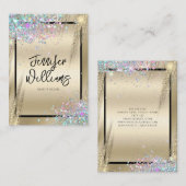 Moderne holografische Glitter Metallic Gold Beauty Visitekaartje (Voorkant / Achterkant)