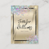 Moderne holografische Glitter Metallic Gold Beauty Visitekaartje (Voorkant)