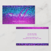 Moderne Holografische Glitter Monogram Script Salo Visitekaartje (Voorkant / Achterkant)