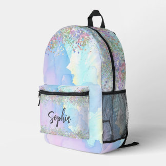 Moderne holografische glitter regenboog trendy bedrukte rugzak
