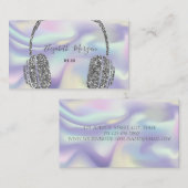 Moderne holografische Glitter Silver Headphone DJ Visitekaartje (Voorkant / Achterkant)