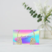 Moderne holografische Gold Glitter-hoofdtelefoon D Visitekaartje (Staand voorkant)
