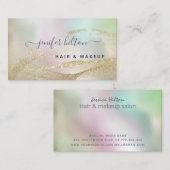 Moderne holografische gouden abstracte handtekenin visitekaartje (Voorkant / Achterkant)