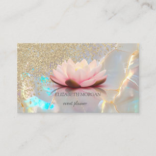 Moderne holografische gouden diamanten lotus opaal visitekaartje
