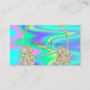 Moderne Holografische Gouden Glitter Hoofdtelefoon Visitekaartje
