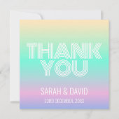 Moderne Holografische Gradiënt Foto Bruiloft Bedankkaart (Voorkant)