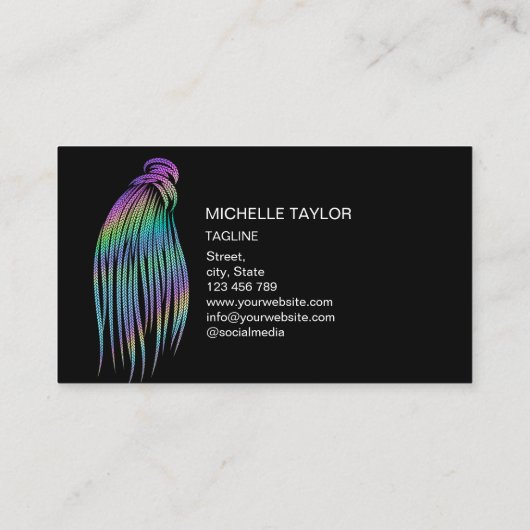 Moderne Holografische Haarbrein, breiden, vlechten Visitekaartje (Achterkant)