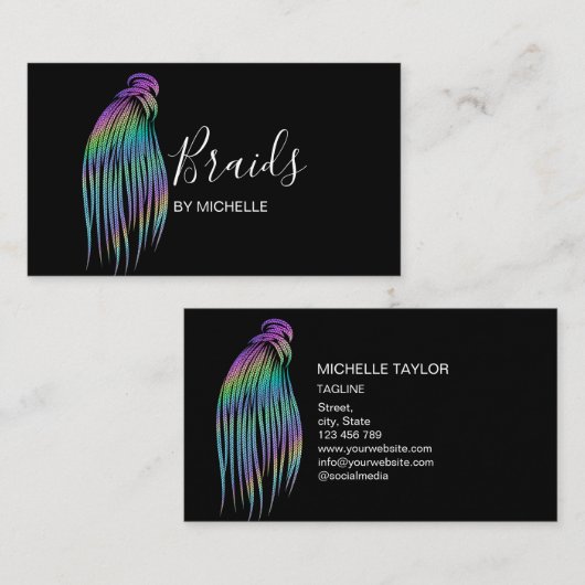 Moderne Holografische Haarbrein, breiden, vlechten Visitekaartje (Voorkant / Achterkant)