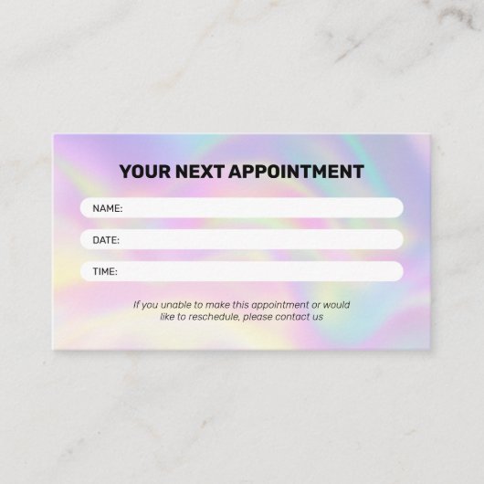 Moderne Holografische Haarsalon Logo & Social Medi Afsprakenkaartje (Voorkant)