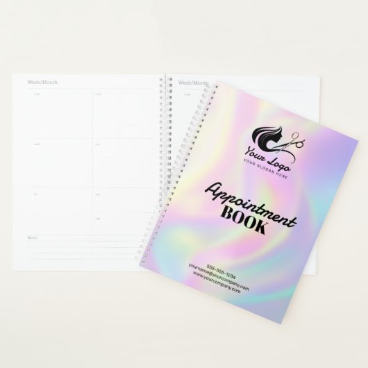 Moderne Holografische Haarstylist Logo Afspraak Planner (Display)