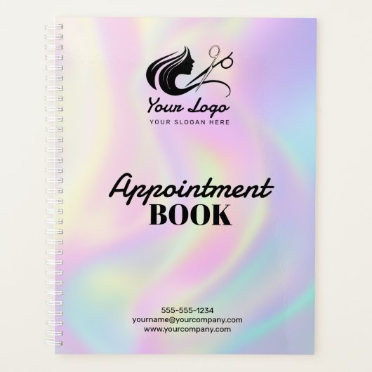 Moderne Holografische Haarstylist Logo Afspraak Planner (Voorkant)