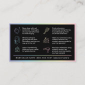 Moderne holografische haaruitbreidingen na zorg visitekaartje (Achterkant)