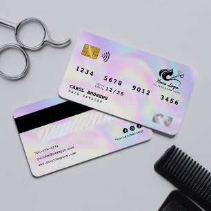 Moderne Holografische Kapsalon Creditcard Stijl Visitekaartje