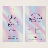 Moderne holografische kleding prijslabels hangen L Visitekaartje (Voorkant /achterkant)