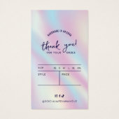 Moderne holografische kleding prijslabels hangen L Visitekaartje (Achterkant)