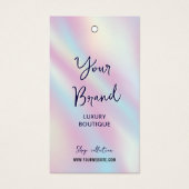 Moderne holografische kleding prijslabels hangen L Visitekaartje (Voorkant)