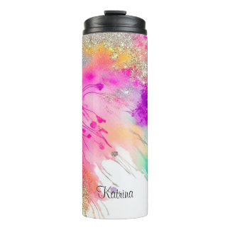 Moderne holografische kleurrijke gemarmerde glitte thermosbeker