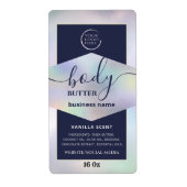 Moderne holografische logo script body boter l etiket (Voorkant)