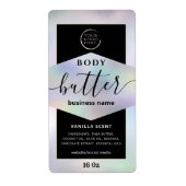 Moderne holografische logo script body boter l etiket (Voorkant)