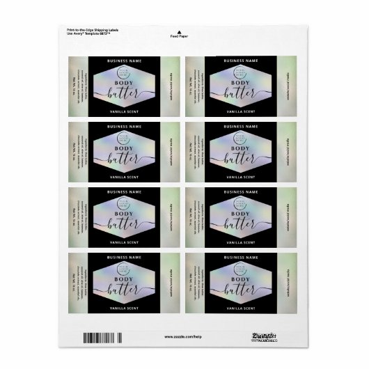 Moderne holografische logo script body boter l etiket (Full Sheet)