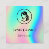 Moderne holografische luxe vierkante schoonheid visitekaartje (Voorkant)