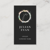 Moderne Holografische Luxe Zwart Monogram Visitekaartje (Voorkant)