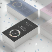 Moderne Holografische Luxe Zwart Monogram Visitekaartje