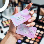 Moderne holografische make-up artist roze regenboo visitekaartje