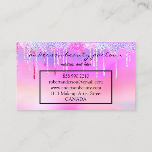 Moderne holografische make-up kunstenaar unicorn-r visitekaartje (Achterkant)